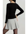 Çerçeve yaka kaşkorse bluz siyah