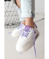 Chris Beyaz Cilt Lila Detaylı Bağcıklı Spor Ayakkabı