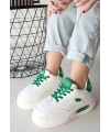 Chris Beyaz Cilt Yeşil Detaylı Bağcıklı Spor Ayakkabı