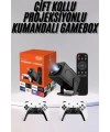 Çift Kollu Game Box Projeksiyon Cihazı Kumandalı Android Tv Dahili Hoparlör