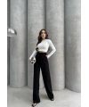 Cırtlı pantolon krep siyah pt