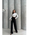 Cırtlı pantolon krep siyah pt