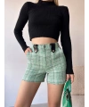Çıtçıtlı siyah köprü tüvit şort yeşil