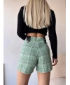 Çıtçıtlı siyah köprü tüvit şort yeşil