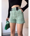 Çıtçıtlı siyah köprü tüvit şort yeşil