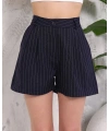 Çizgili düğmeli şort siyah s2551251