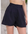 Çizgili düğmeli şort siyah s2551251