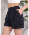 Çizgili düğmeli şort siyah s2551251