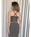 Çizgili etek crop takım
