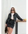 Crop bomber deri ceket siyah st2551985