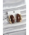 Damla Model Kahverengi Vintage Gold Renk Kadın Küpe