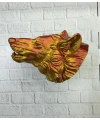Dekoratif Altın Gold Kurt Duvar Heykeli Asılabilir Hediyelik 25x19 cm