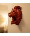 Dekoratif Asılabilir Aslan Başı 3D Duvar Heykeli Gold Red 20x21 cm