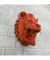 Dekoratif Asılabilir Aslan Başı 3D Duvar Heykeli Gold Red 20x21 cm