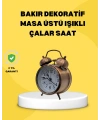 Dekoratif Bronz Renk Metal Alarmlı Masa Üstü Saat Klasik Tasarım