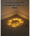 Dekoratif Minareli Hilal LED Işık Metal Gövdeli Ramazan Aydınlatma