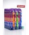 Difaş Kids Çocuk Diş Fırçası 12 Adet Standlı Yumuşak Kıllı Koruyucu Kapaklı Toplu Paket