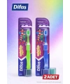Difaş Kids Çocuk Diş Fırçası 2 Adet Yumuşak Kıllı Koruyucu Kapaklı