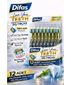 Difaş Love Your Teeth Diş Fırçası 12 Adet Standlı Orta Sert Medium Ergonomik Saplı Manuel Diş Fırçası Seti