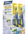 Difaş Love Your Teeth Diş Fırçası 2 Adet Orta Sert Medium Ergonomik Saplı Manuel Diş Fırçası