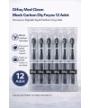 Difaş Med Clean Black Carbon Diş Fırçası 12 Adet Standlı Koruyucu Kapaklı Siyah Karbon Fırça Seti