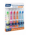Difaş Medclean Rainbow Diş Fırçası 12 Adet Standlı Orta Sert Renkli Yetişkin Diş Fırçası Seti