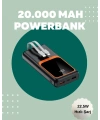 Dijital Ekranlı 20.000 mAh Powerbank | 22.5W Hızlı Şarj + Çoklu Bağlantı Seçeneği