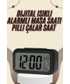 Dijital Masa Saati Termometreli Takvim Çalar Saat Led Ekran Pilli
