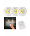 Dolap Işığı Mutfak Rafı Işığı Uzaktan Kumandalı 3 Lü Spot Led Lamba