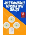 Dolap Işığı Mutfak Rafı Işığı Uzaktan Kumandalı 3 Lü Spot Led Lamba