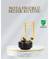 Dönen Nota Figürlü Müzik Box Işıltılı Dekoratif Tasarım
