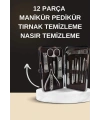 Elektrikli Manikür Pedikür Seti İkili Set 12 Parça Tırnak Bakımı Törpü Protez Çıkarma