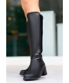 Emrat Siyah Cilt Topuklu Çizme