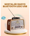 Eskitme Tasarımlı Ahşap Bluetooth Radyo LED Aydınlatmalı