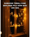 Ev Dekoru İçin Ramazan LED Işık Pilli Sıcak Sarı Cami Figürlü