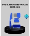 Evcil Hayvan Tüy Bakım Seti – 4’lü Paslanmaz Çelik ve Eco Plastik, Kolay Temizlenebilir ve Dayanıklı
