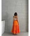 Fırfırlı brodeli astarlı uzun etek turuncu s255047