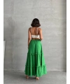Fırfırlı brodeli astarlı uzun etek yeşil s255047