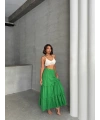 Fırfırlı brodeli astarlı uzun etek yeşil s255047