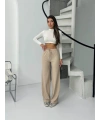 Fitilli şardonlu pantolon bej a4058