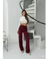 Fitilli şardonlu pantolon bordo a4058