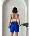 Fiyonklu şort etek saks s255021