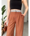 Flamlı kahve pantolon