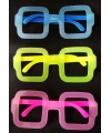 Fosforlu Kare Model Glow Parti Gözlüğü Karanlıkta Yanan Gözlükler 12 Adet