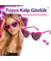 Fuşya Pembe Retro Kalp Gözlük – 80’ler 90’lar Stil Parti Gözlüğü