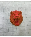 Gold Kırmızı Aslan Duvar Dekoru Asılabilir Hediyelik 3D Heykel 20x21 cm