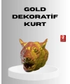 Gold Renk 3D Kurt Başı Duvar Dekoru