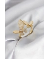 Gold Renk Beyaz Kelebek Model Zirkon Taşlı Kadın Yüzük
