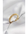 Gold Renk Motif Desenli Zirkon Taşlı Kadın Yüzük