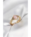 Gold Renk Pembe Damla Model Kadın Yüzük